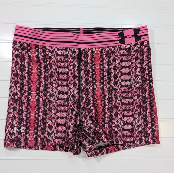 Under Armour Pink Snakeskin Print High Rose Compression Shorts - Picture 1 of 2